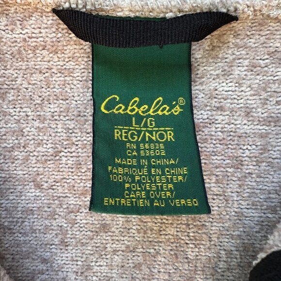 Cabela's Hooded Sweatshirts Beige Zip Up Sweater Sweatshirt Size L - Picture 6 of 11